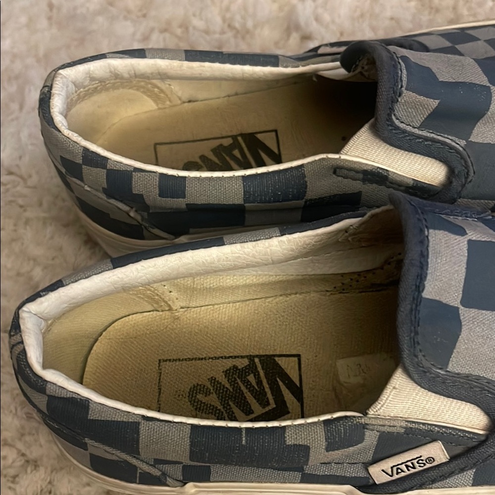 Vans Classic Stacked Platform Blue and Gray Checkered Slip-Ons 5 M 6.5 W - Picture 6 of 11